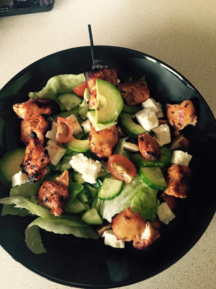 Sweet Chilli Chicken with Avocado, Lettuce, Spinach, Cucumber, Feta Cheese